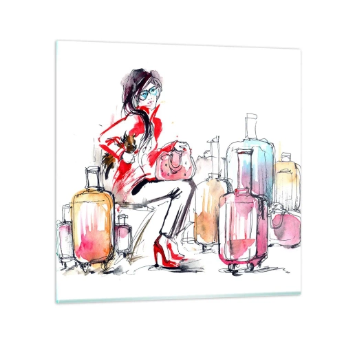 Üveg kép - Üljünk le az utazás előtt - 30x30 cm