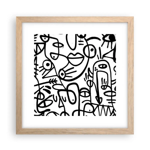 Poszter világos tölgy keretben - Arcok és délibábok - 30x30 cm