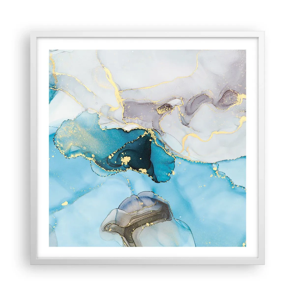 Poszter fekete keretben - Tanulmány a szürke és a türkiz találkozásáról - 60x60 cm