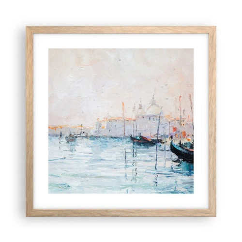 Poszter világos tölgy keretben - A víz mögött, a köd mögött - 40x40 cm