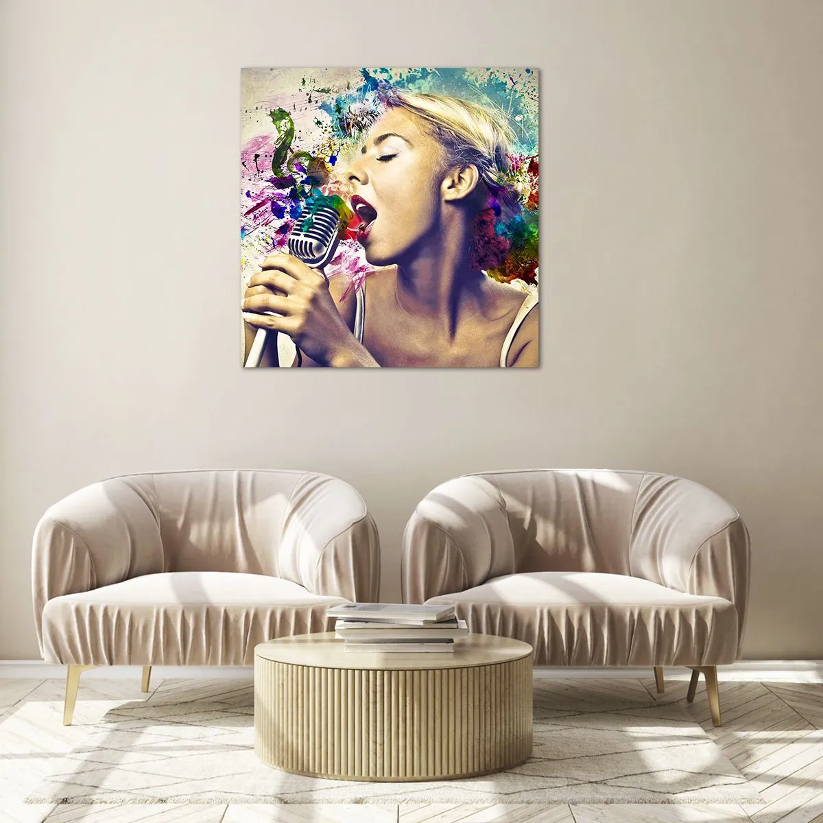 Üveg kép - Fesd meg a világot a hangoddal - 60x60 cm