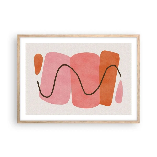 Poszter világos tölgy keretben - Formák szelíd mozgása - 70x50 cm