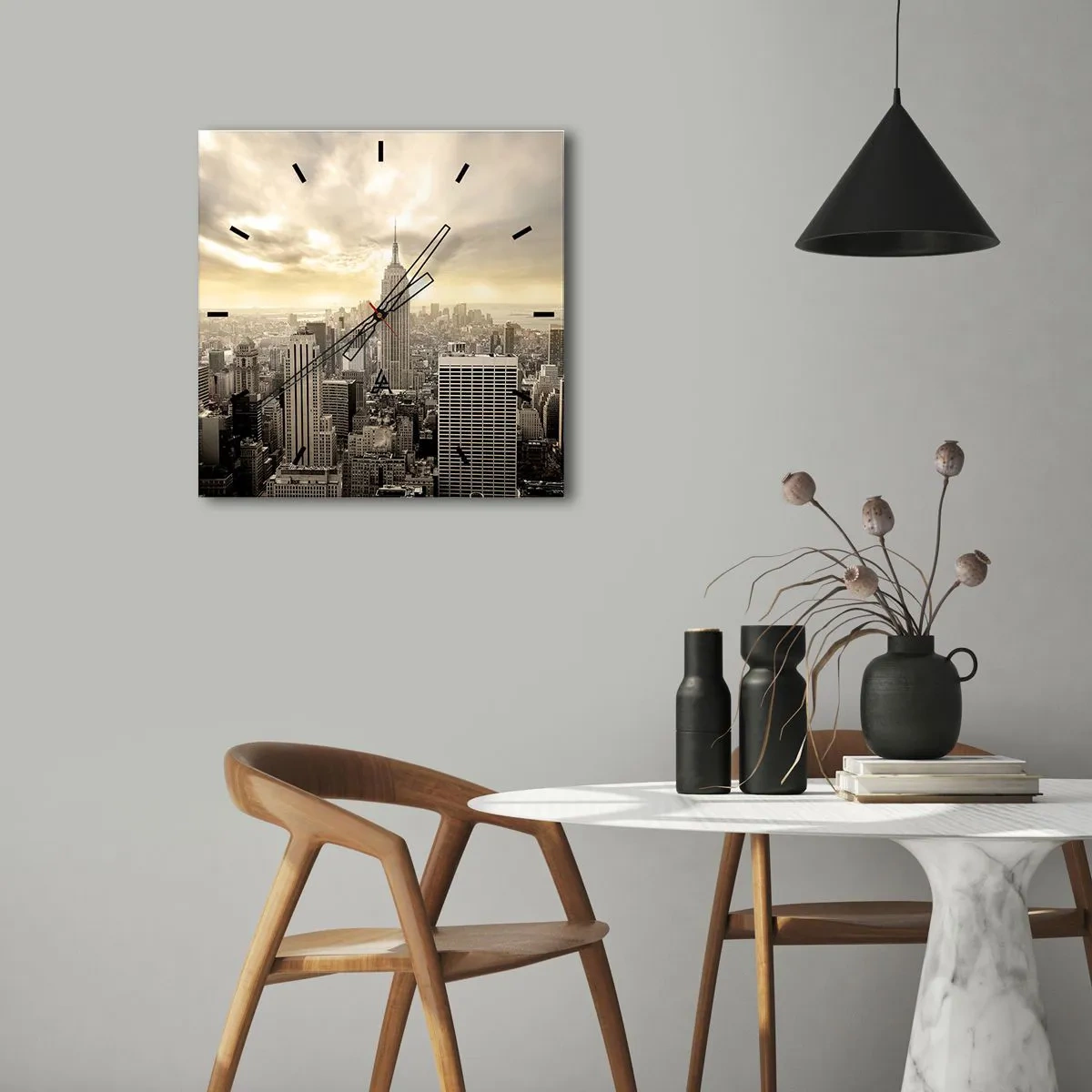 Falióra, Óra - Szürkéből szőtt New York - 40x40 cm