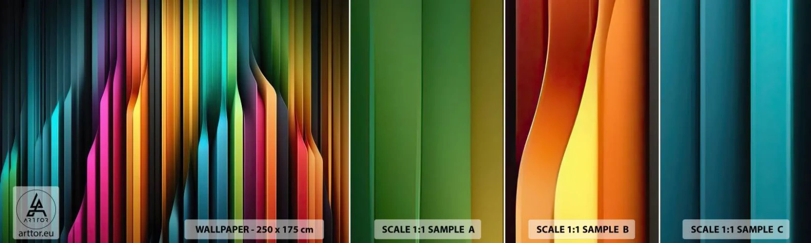 Fotótapéta Minta Standard Eco - Fényorgonák - Színes, Vonalak, Absztrakció - 100x30 cm