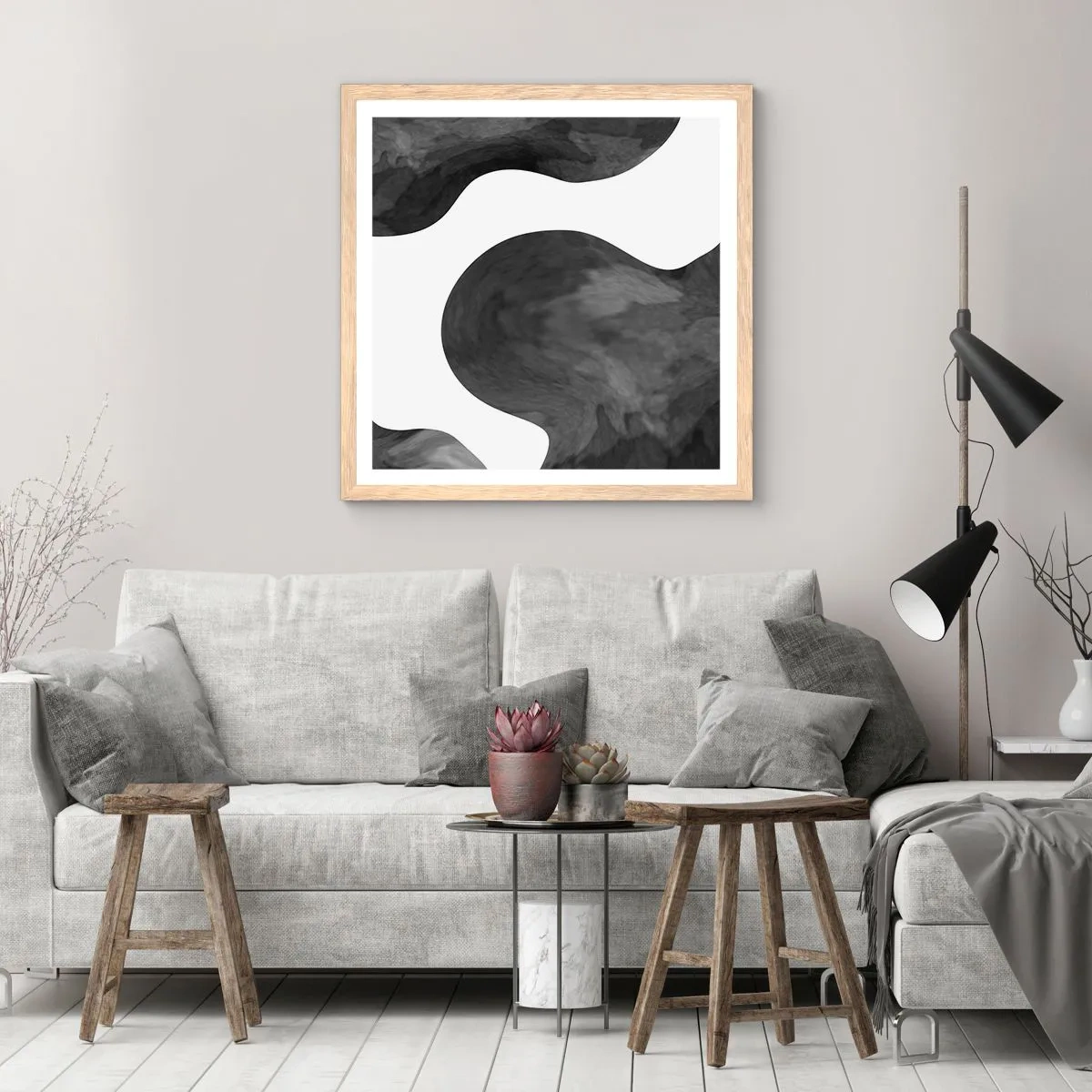 Poszter világos tölgy keretben - A tejút - 60x60 cm