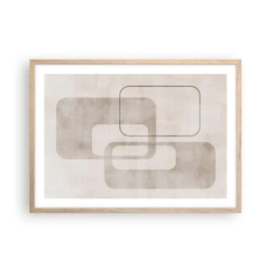 Poszter világos tölgy keretben - Geometrikus fúga - 70x50 cm