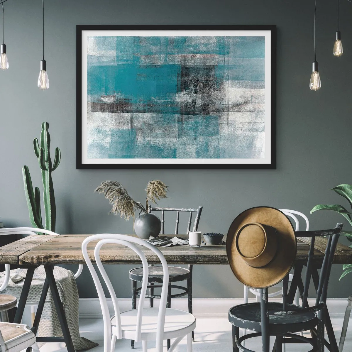 Poszter fehér keretben - Víz és levegő - 70x50 cm