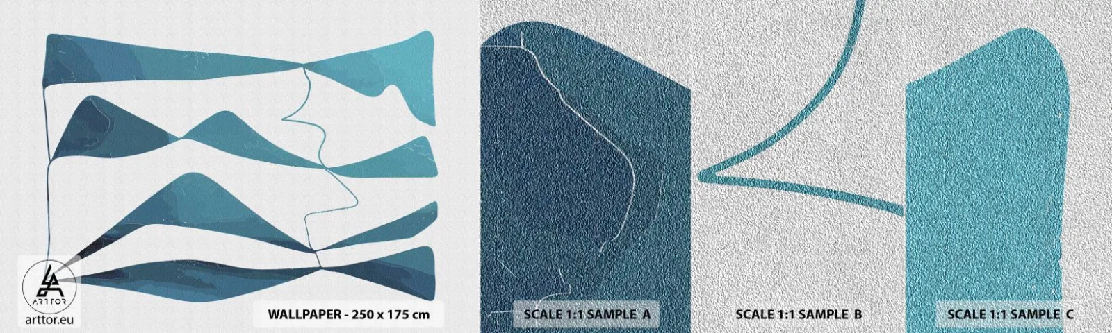 Fotótapéta Minta Premium Sand - Absztrakció: egy türkizkék összetétel - Minimalizmus, Elemek, Absztrakció - 100x30 cm