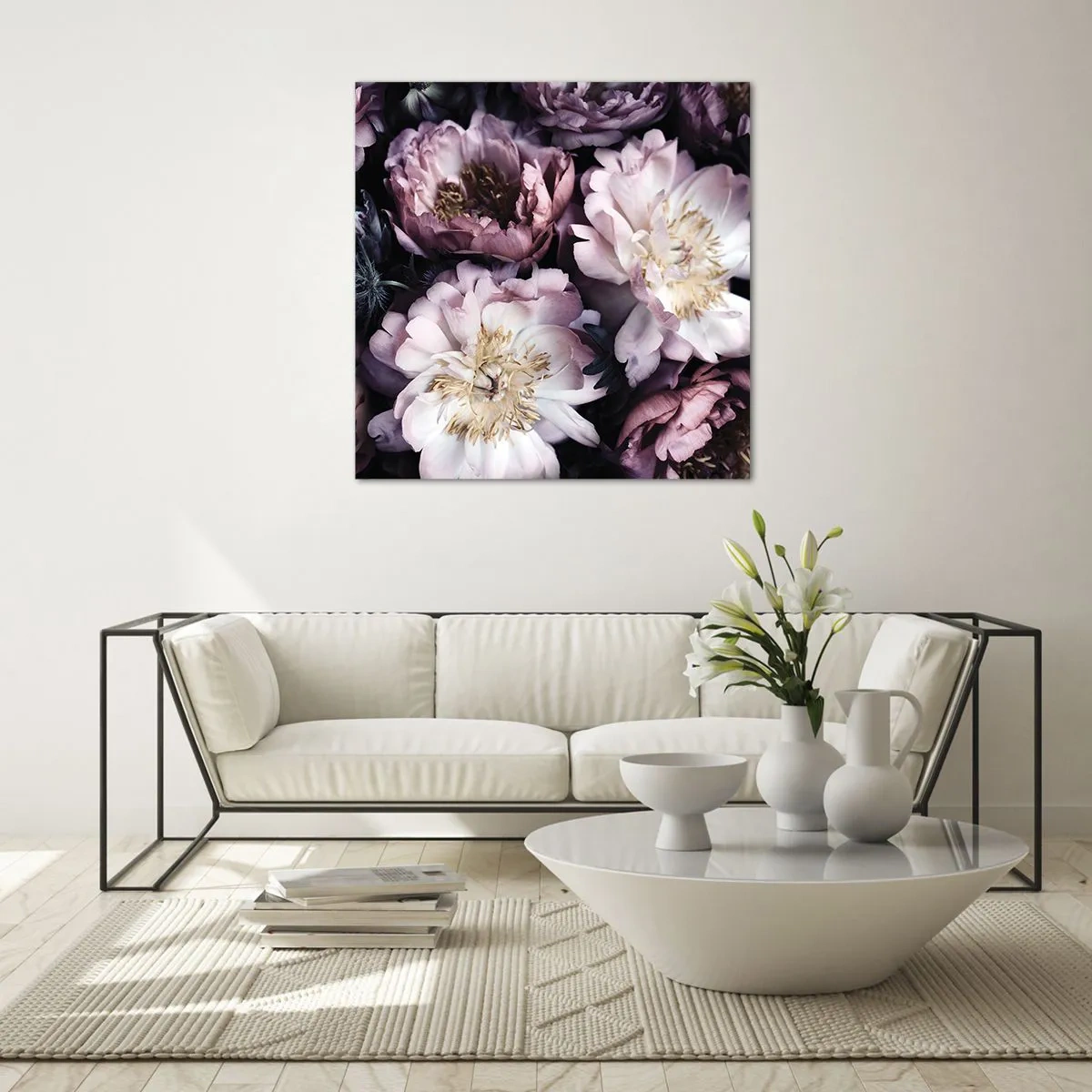 Üveg kép - Régi stílusú csokor - 60x60 cm