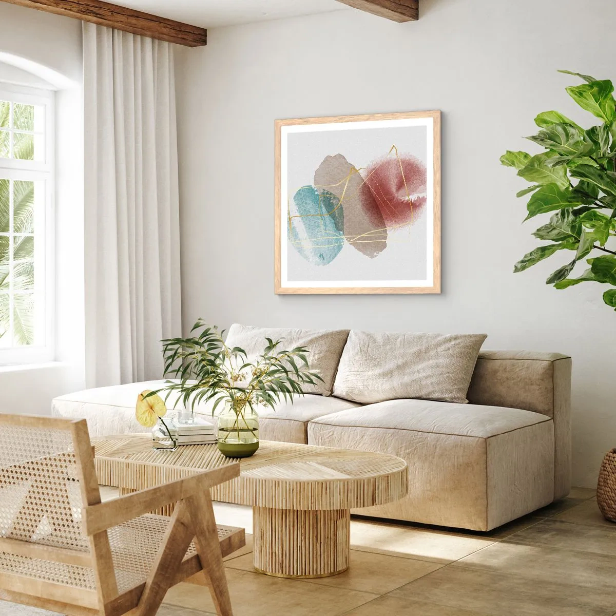 Poszter világos tölgy keretben - Az űr koralljai - 50x50 cm