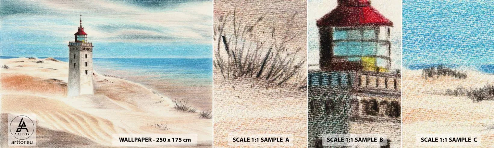 Fotótapéta Minta Standard Eco - Mindig a tengert bámulva - Világítótorony, Strand, Tenger - 100x30 cm