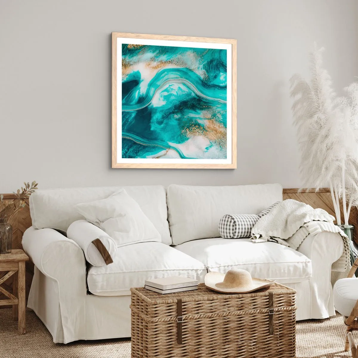 Poszter világos tölgy keretben - Az arany folyó - 60x60 cm