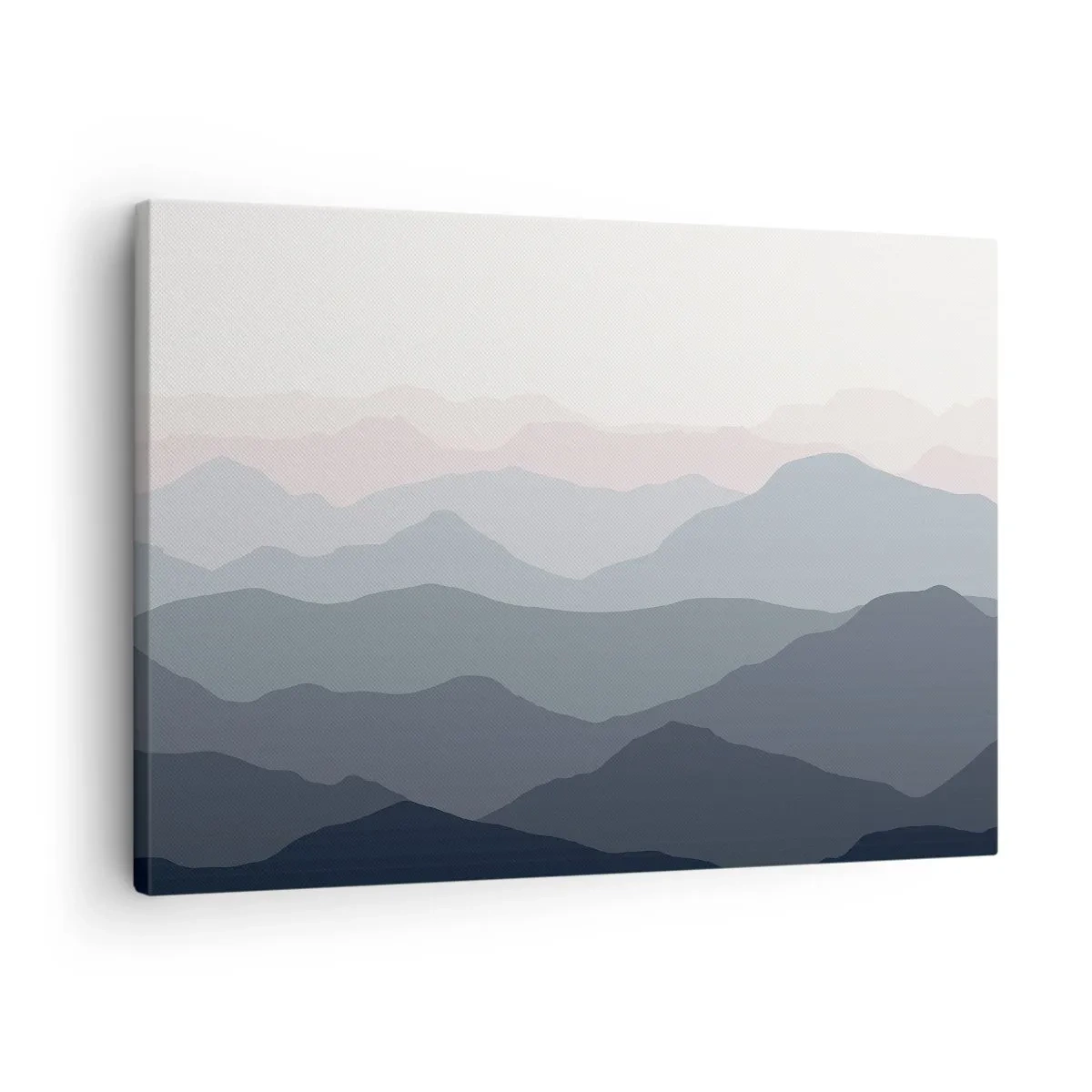 Vászonkép - Finom hegyi rétegek szürke és kék árnyalatokban - 70x50cm - A hegyek hullámai - Modern fali dekoráció nappalihoz és hálószobához ARTTOR
