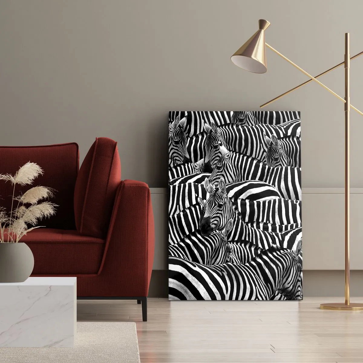 Vászonkép - Csoportos, csíkos portré - 65x120 cm