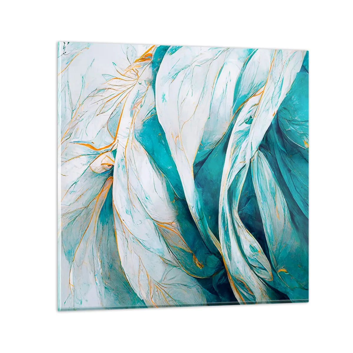 Üveg kép - Kék absztrakció arany motívummal - 50x50 cm