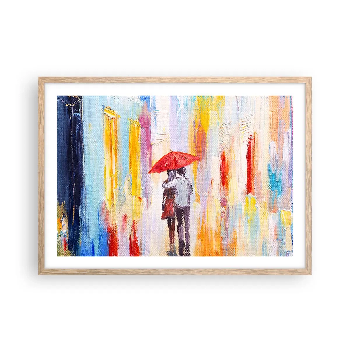 Poszter világos tölgy keretben - Hadd essen az eső - 70x50 cm