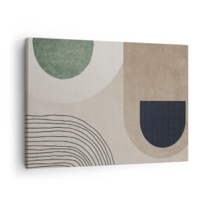 Vászonkép - Geometriai alakzatok bézs és zöld árnyalatokban - 70x50cm - Egy ovális szelídsége - Modern fali dekoráció nappalihoz és hálószobához ARTTOR