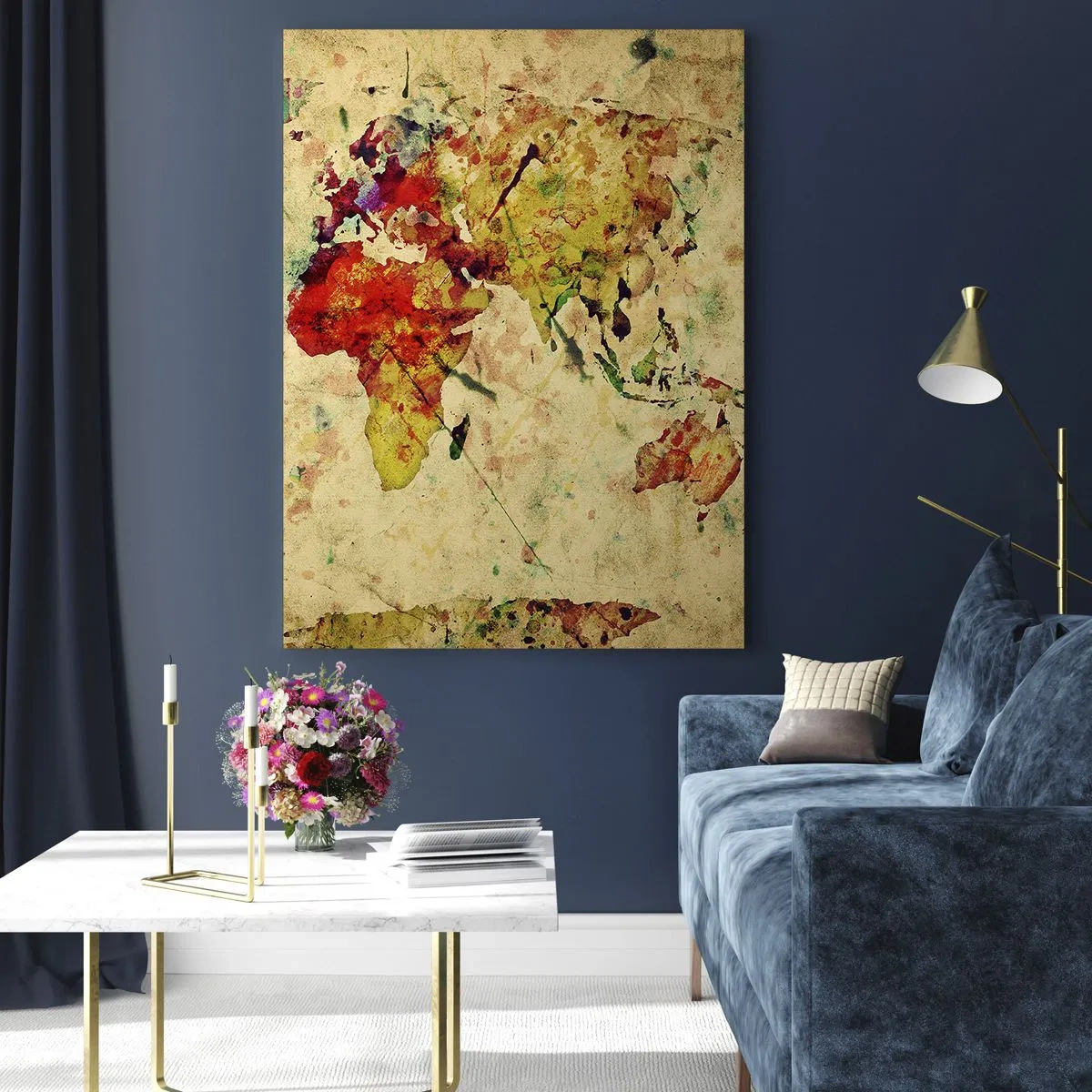 Üveg kép - Az élet, mint a színes térképpapír - 50x70 cm