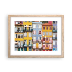 Poszter világos tölgy keretben - Az óváros színei - 40x30 cm