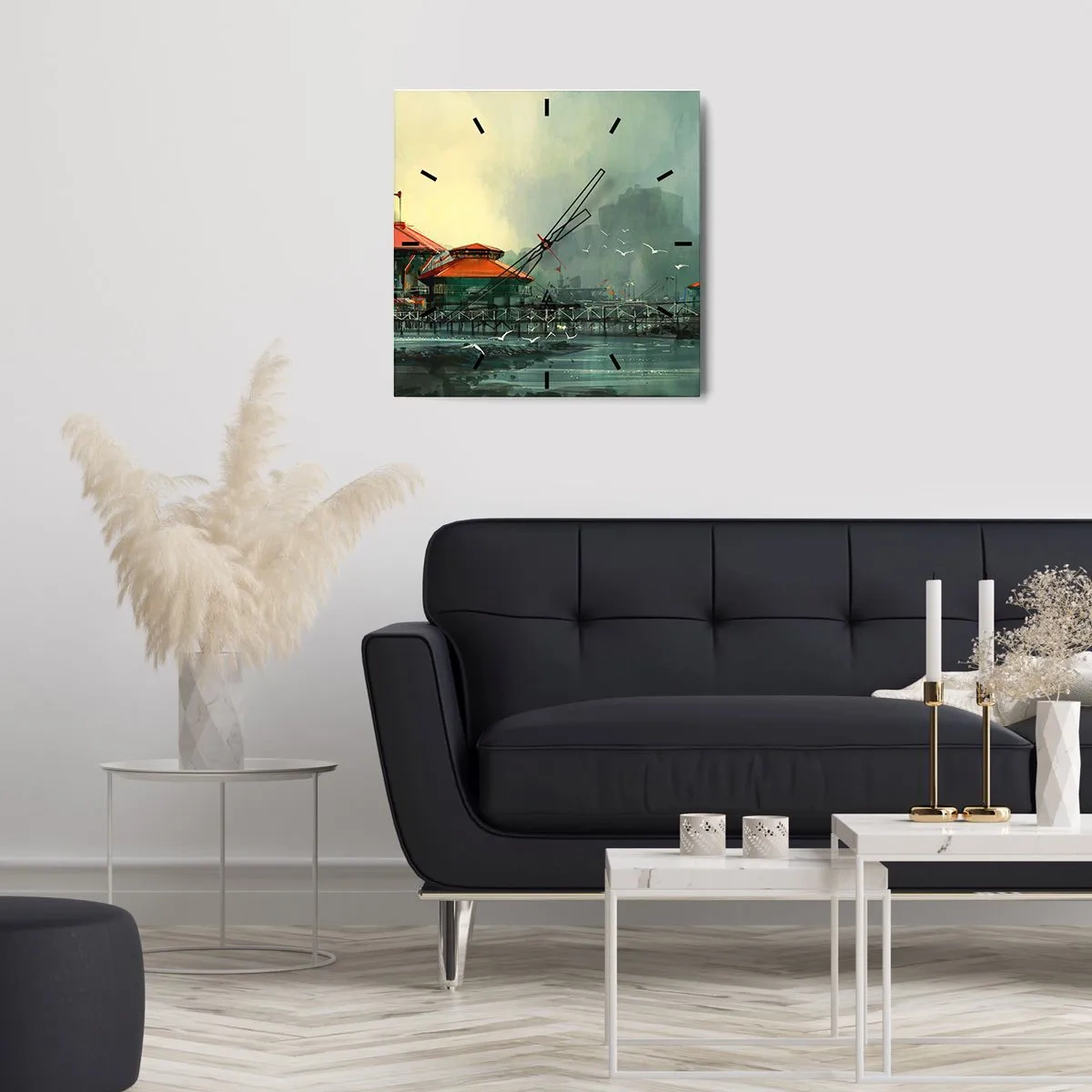 Falióra, Óra - Napsütéses nap a kikötőben - 30x30 cm