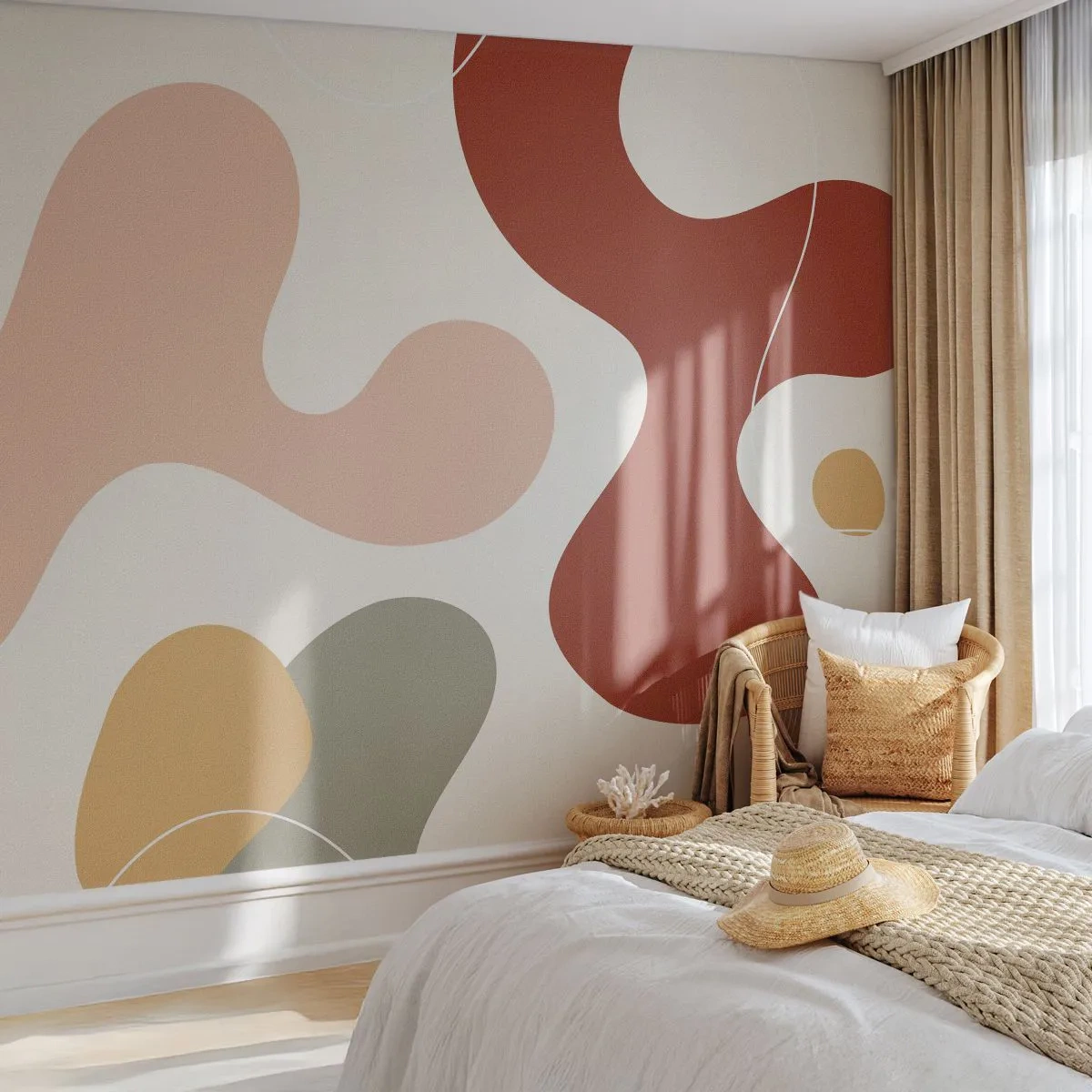 Fotótapéta Standard Eco - Absztrakt organikus formák meleg színekben - 100x70cm - Pöttyök vagy hullámok? - Modern fali dekoráció nappalihoz és hálószobához ARTTOR