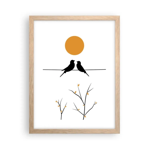 Poszter világos tölgy keretben - Fülemüle este - 30x40 cm