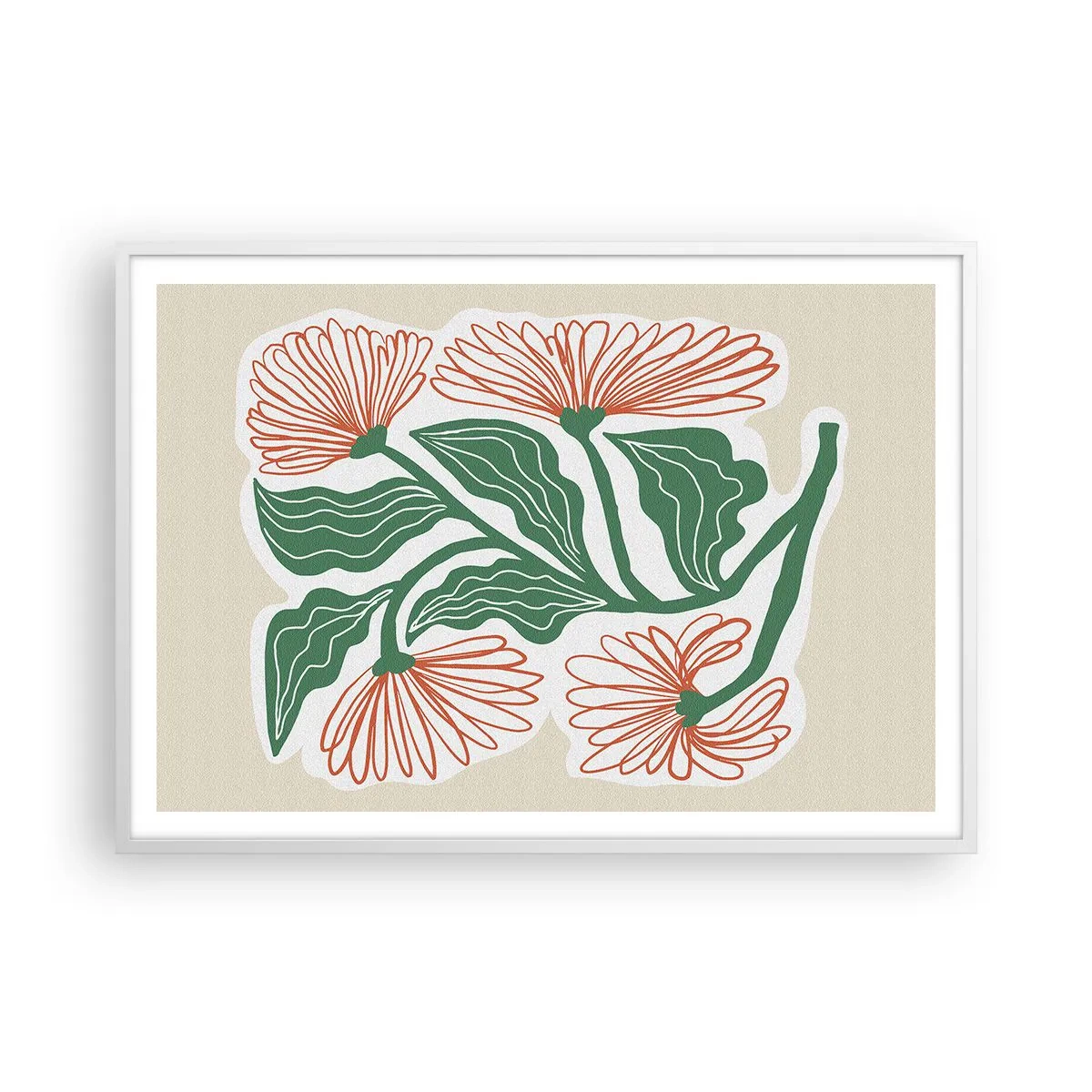 Poszter fekete keretben - Népi és modern - 100x70 cm