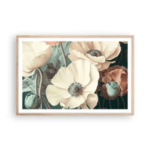 Poszter világos tölgy keretben - Pipacsok suttogása - 91x61 cm