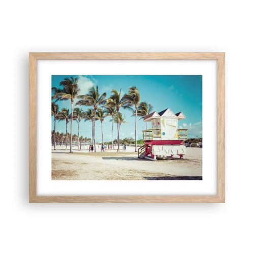 Poszter világos tölgy keretben - Gyönyörű nap vár rád - 40x30 cm