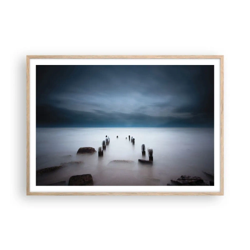 Poszter világos tölgy keretben - Töprengő tó - 100x70 cm