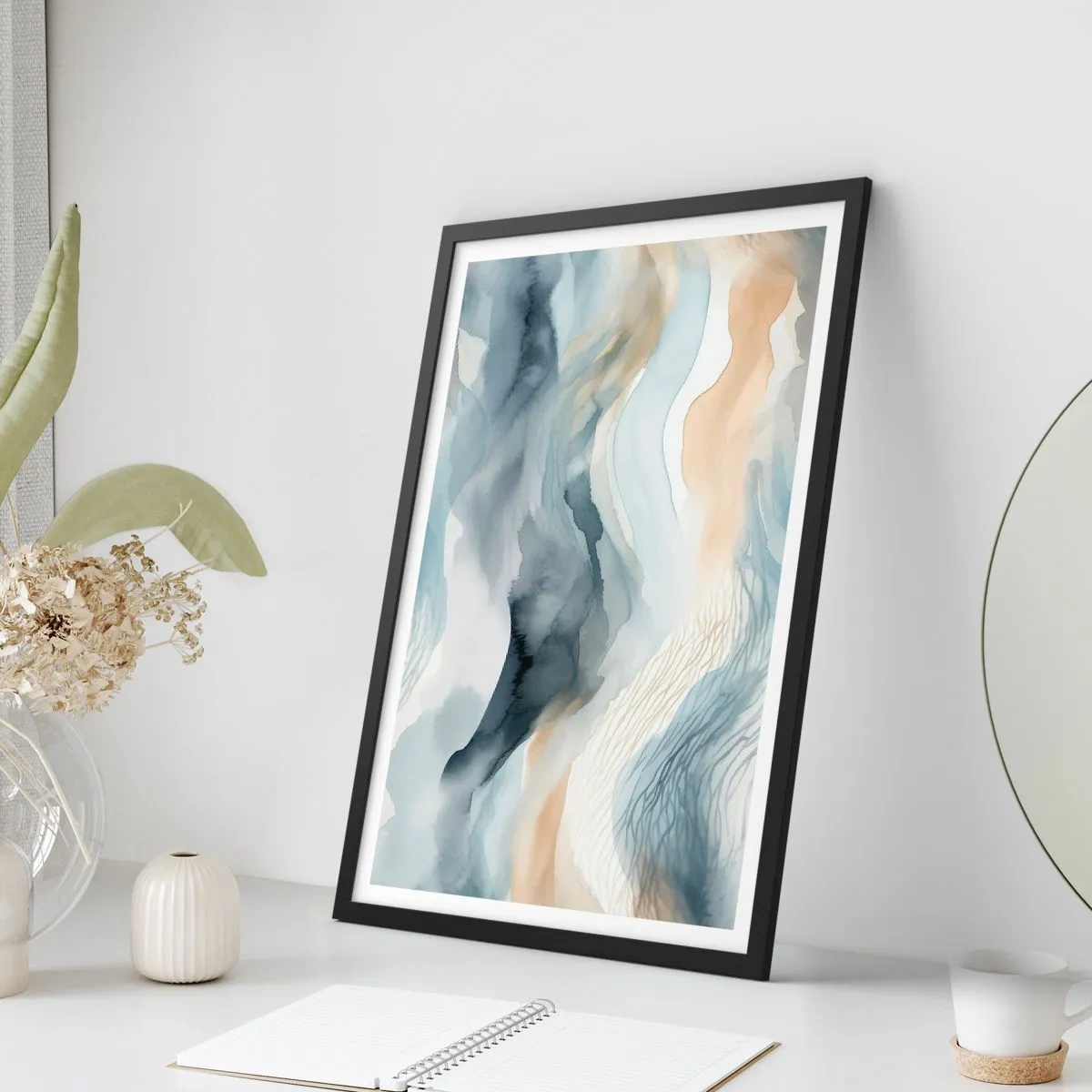 Poszter fehér keretben - Hó és köd absztrakció - 70x100 cm