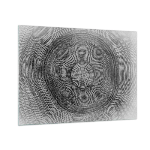 Üveg kép - Koncentrikus fagyűrűk fekete-fehér esztétikában - 70x50cm - Az idők jele - Modern fali dekoráció nappalihoz és hálószobához ARTTOR
