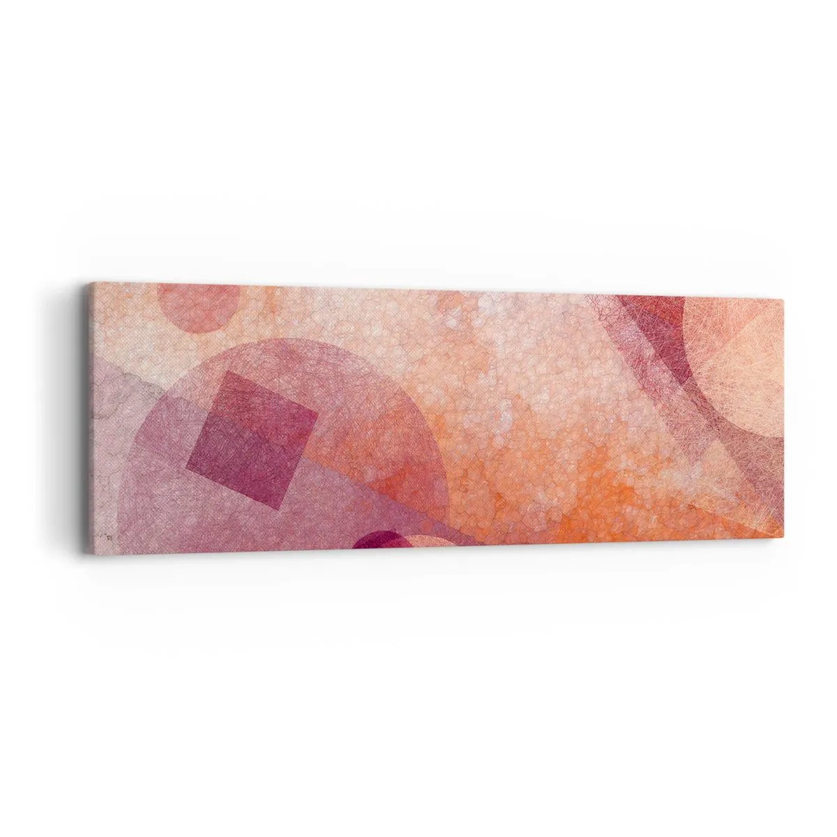 Vászonkép - Geometriai transzformációk rózsaszínben - 90x30 cm