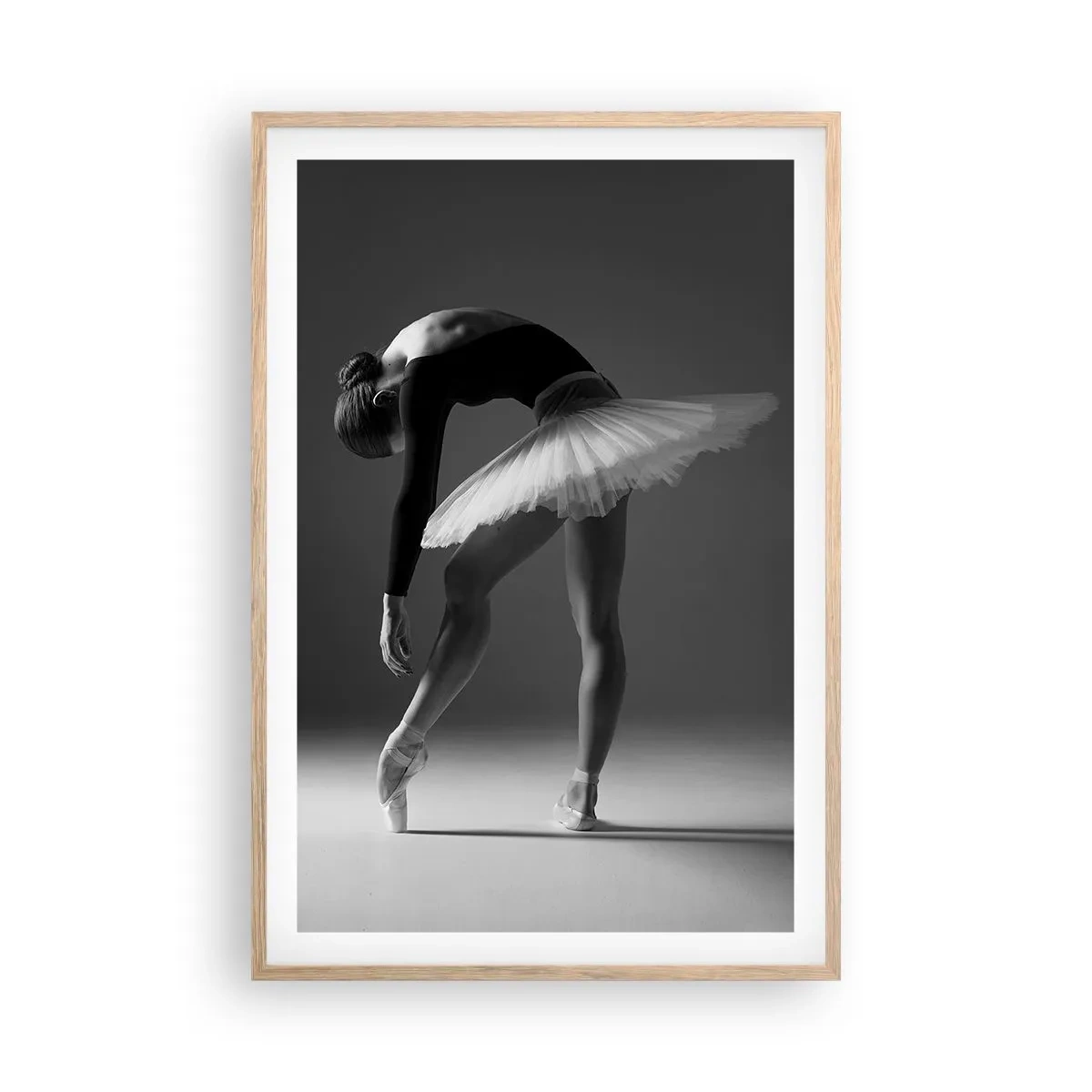 Poszter világos tölgy keretben - Bella balerina - 61x91 cm