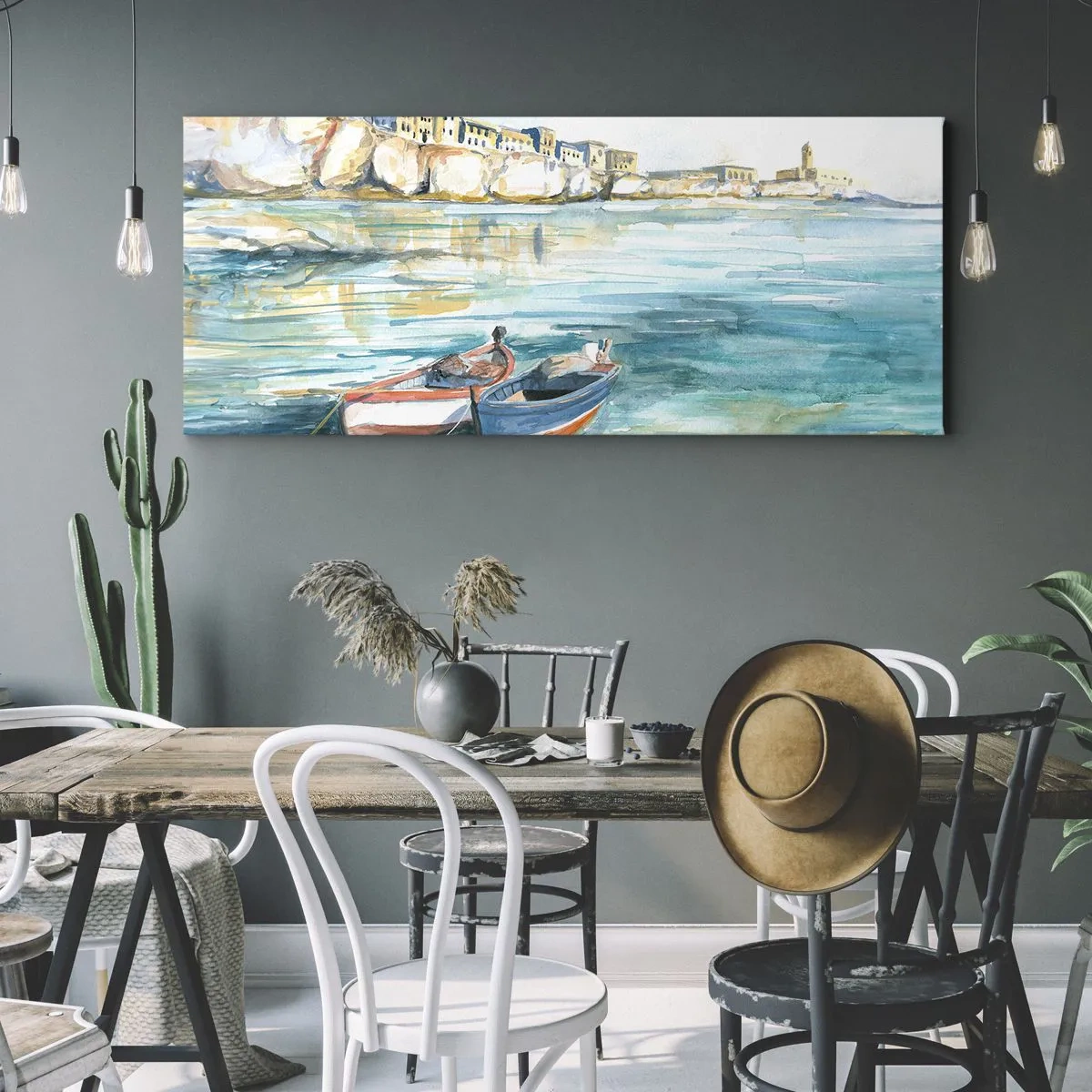 Vászonkép - Tájkép azúrkéken - 120x50 cm