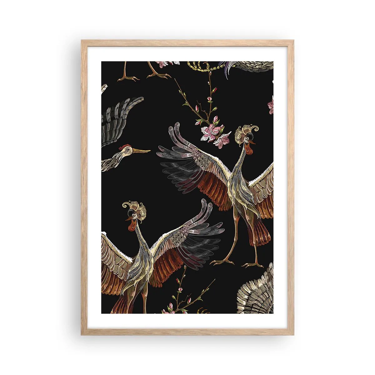 Poszter világos tölgy keretben - Mesebeli madár - 50x70 cm