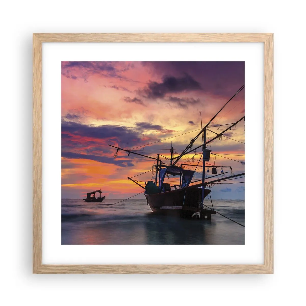 Poszter világos tölgy keretben - Egzotikus este - 40x40 cm