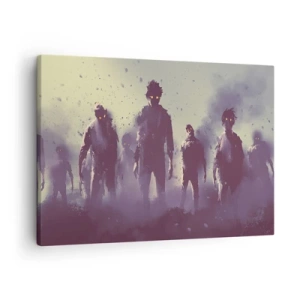 Vászonkép - Sötét jelenet sárga szemű sziluettekkel - 70x50cm - Figyelj! Jönnek - Modern fali dekoráció nappalihoz és hálószobához ARTTOR