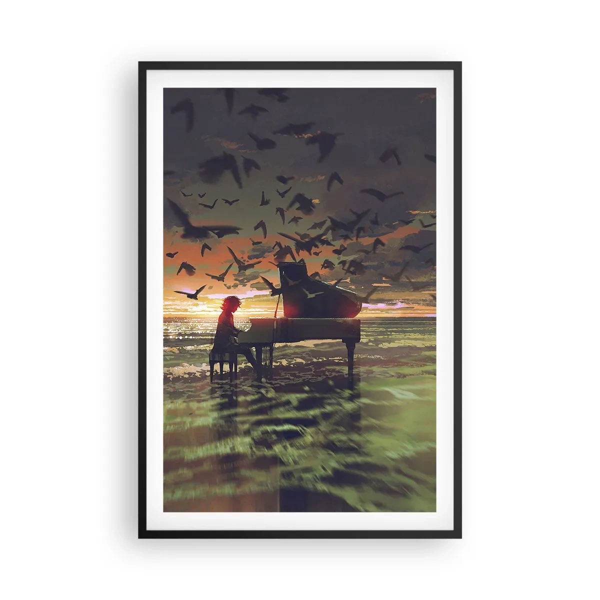 Poszter fehér keretben - Koncert zongorára és a hullámokra - 61x91 cm