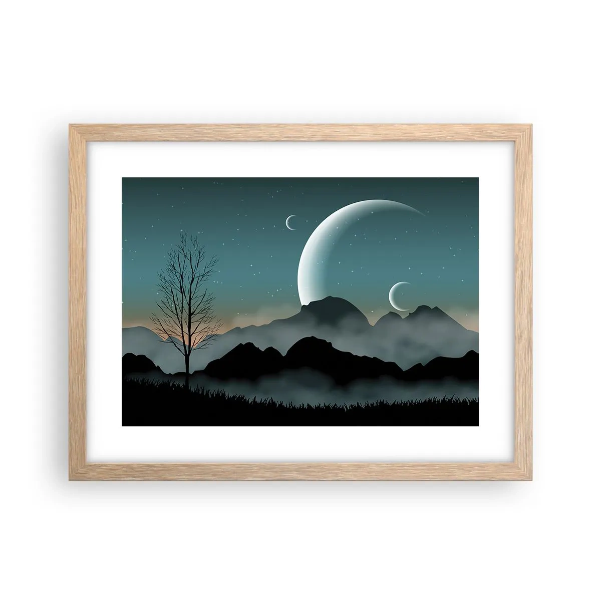 Poszter világos tölgy keretben - Csillagos éj karneválja - 40x30 cm