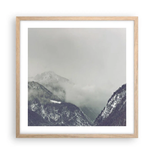 Poszter világos tölgy keretben - Ködös völgy - 50x50 cm