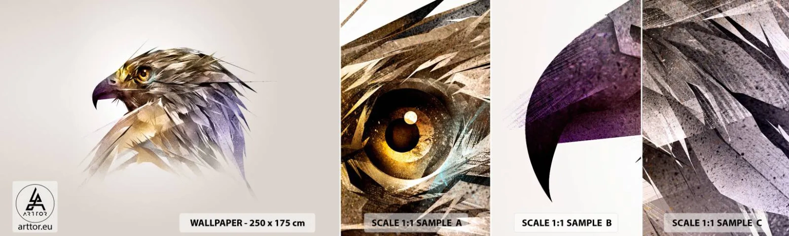 Fotótapéta Minta Öntapadós Deluxe Sticker - Egy harcos portréja - Absztrakció, Sas, Madár - 100x30 cm