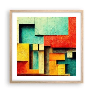 Poszter világos tölgy keretben - A derékszögek fesztiválja - 50x50 cm