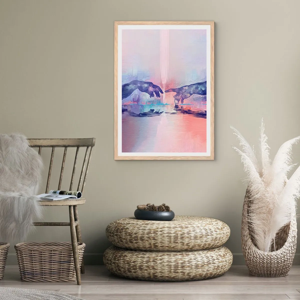 Poszter világos tölgy keretben - Az élet isteni szikrája - 70x100 cm