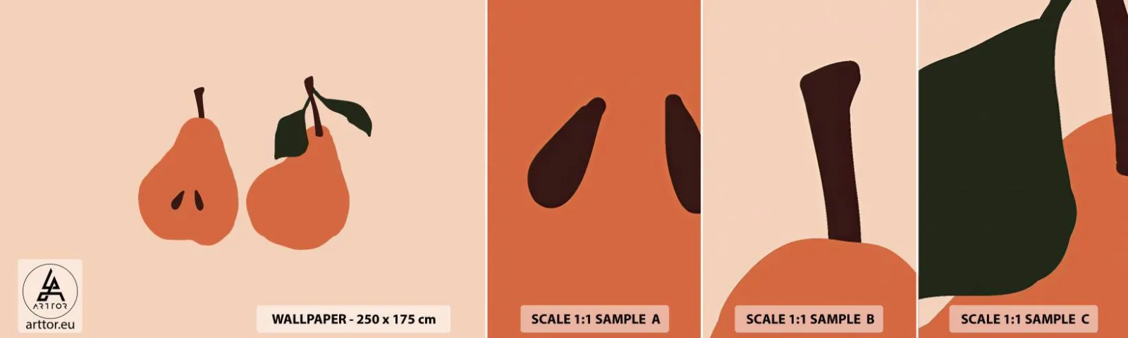 Fotótapéta Minta Standard Eco - Maga az édesség - Körte, Gyümölcs, Minimalista - 100x30 cm