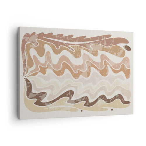 Vászonkép - Hullámos absztrakt vonalak bézs árnyalatokban - 70x50cm - Jó energia - jó érzelmek - Modern fali dekoráció nappalihoz és hálószobához ARTTOR
