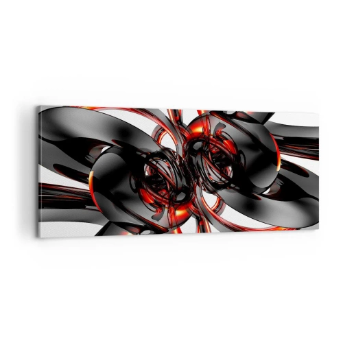 Vászonkép - Mozgás grafitban és vörösben - 100x40 cm