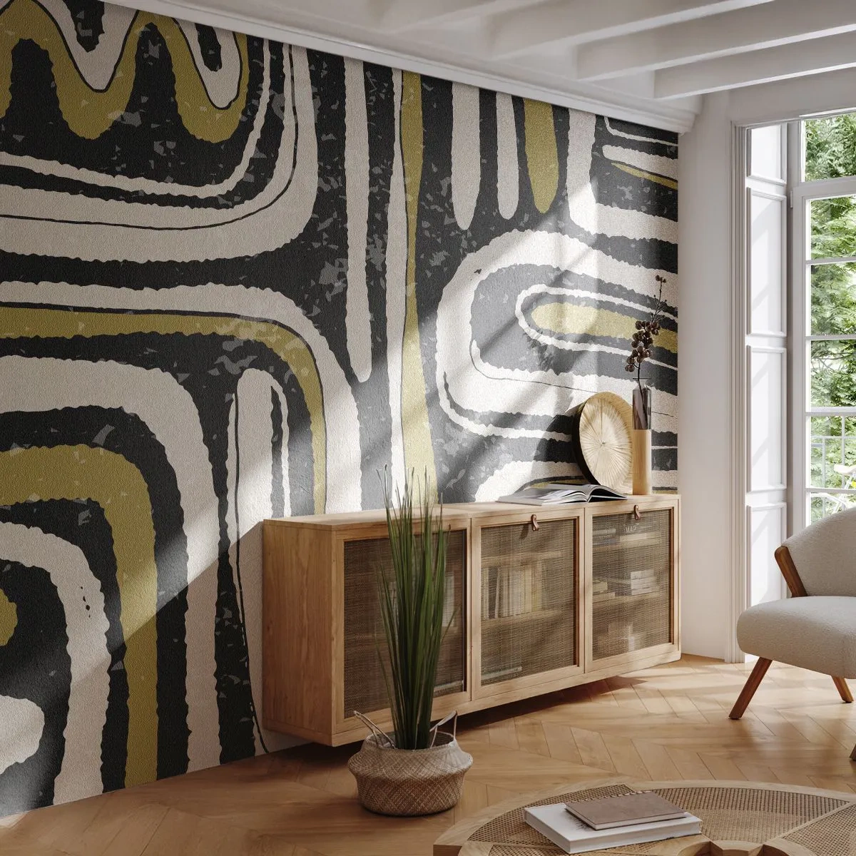 Öntapadós Fotótapéta Deluxe Sticker - Kompozíció: traktusok és sikátorok - Idős, Absztrakció, Darab - 150x105 cm