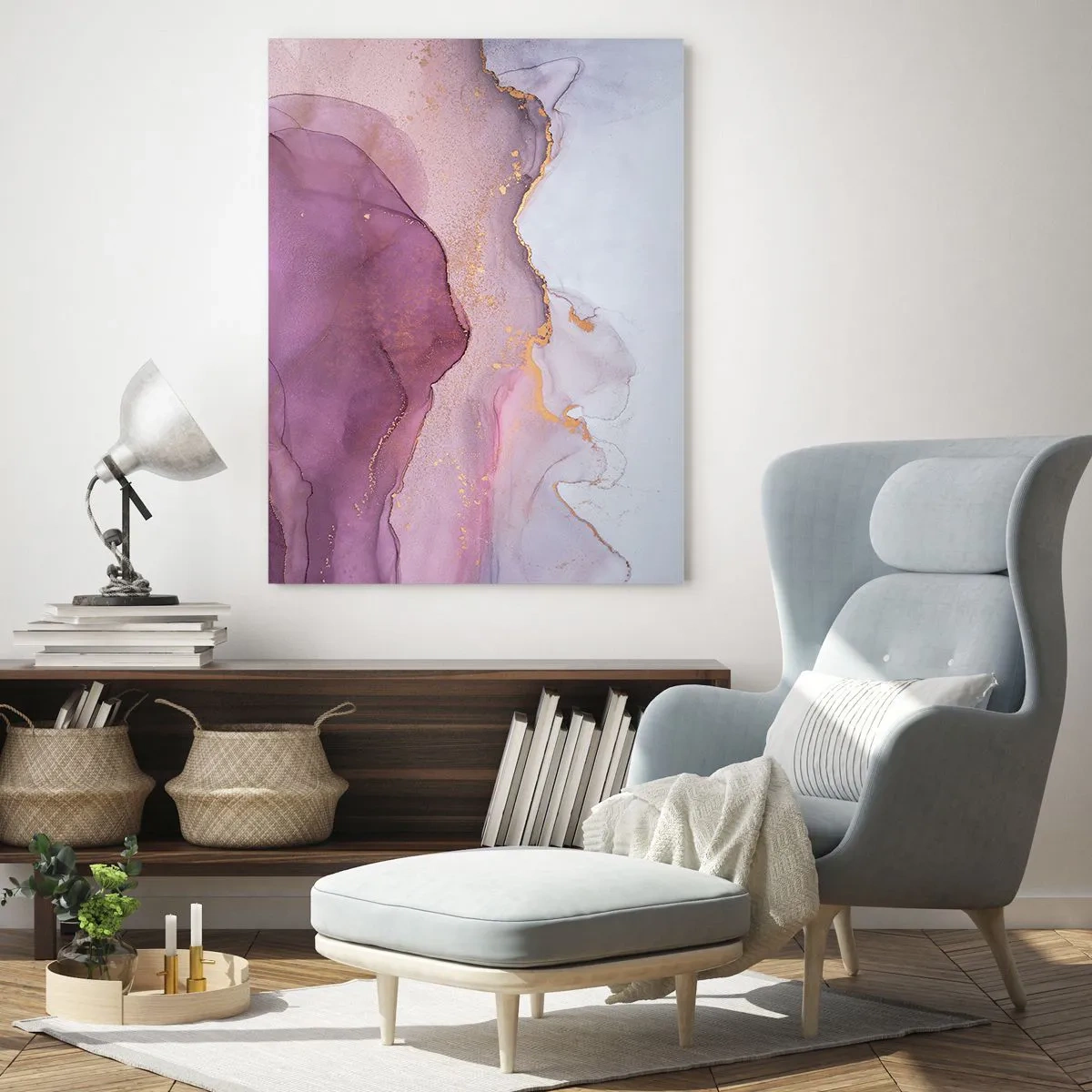 Üveg kép - Lila és orgonaszínű hullámok - 50x70 cm