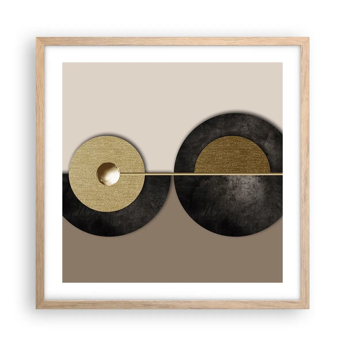 Poszter világos tölgy keretben - Variációk egy kör körül - 50x50 cm